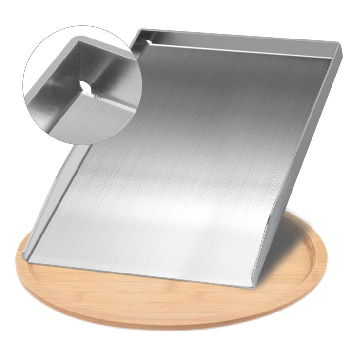 Edelstahl Plancha Grillplatte 28 x 20cm-Massiver Edelstahl- Grillplatte für Gas & Kohlegrill, Grillz