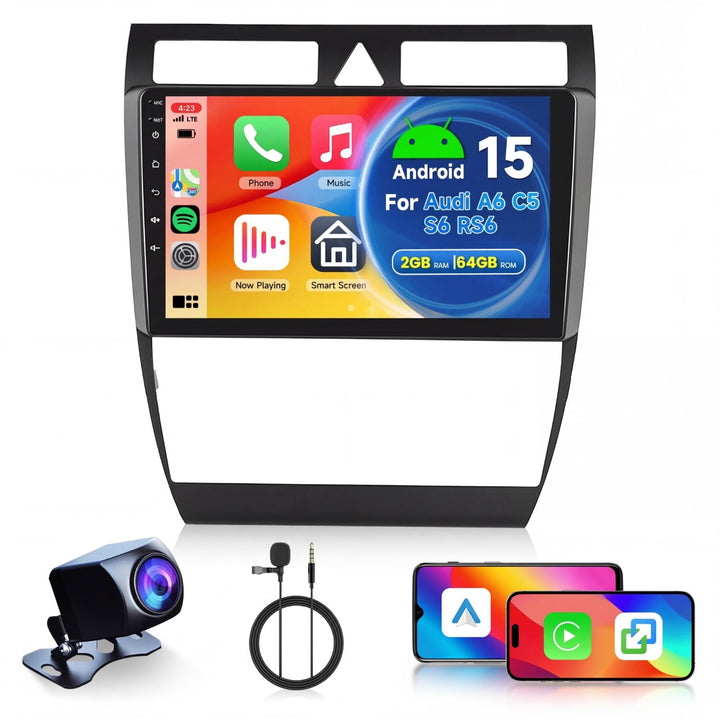 2GB 64GB Android Autoradio für Audi A6 C5 1997-2004 S6 1999-2004 RS6 2002-2006 mit Wireless Carplay
