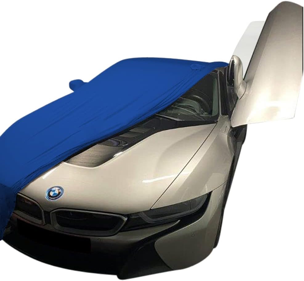 Indoor Autoabdeckung kompatibel mit BMW i8 mit Spiegeltaschen SUPER Soft Stretch