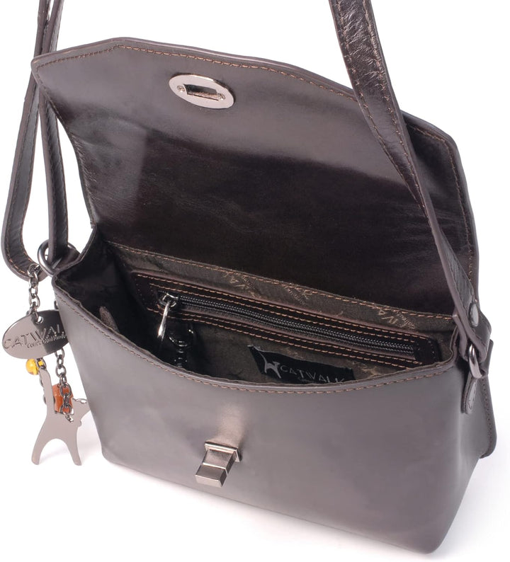 Catwalk Collection Handbags - Damen Leder Umhängetasche - Crossbody Bag/Handtasche Klein - Verstellb