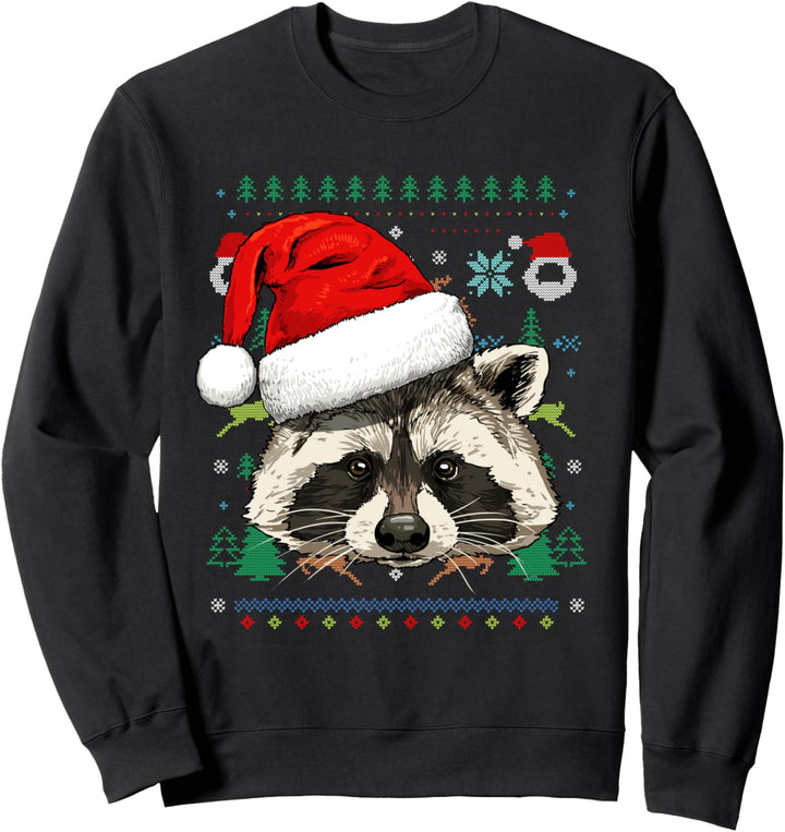 Waschbär Ugly Christmas Santa Hat Xmas Kinder Jungen Mädchen Sweatshirt