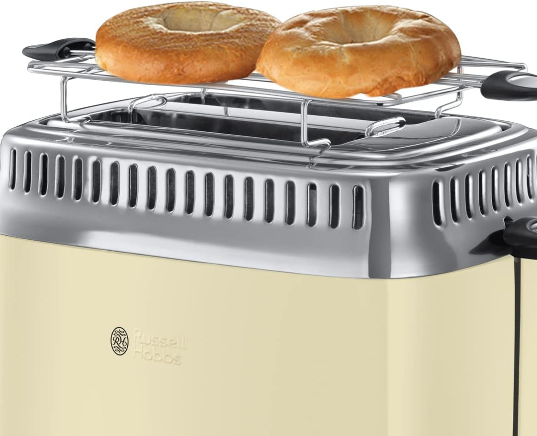 Russell Hobbs Toaster [für 2 Scheiben] Retro Edelstahl Creme (Countdown-Anzeige im Retrodesign, inkl