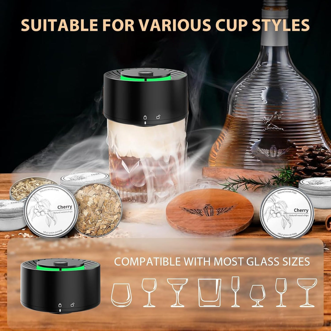 Electric Whisky Smoker Set, Cocktail Smoker Kit mit 6 Holzspänen, Whiskey Smoker Kit Mit Eingebautem