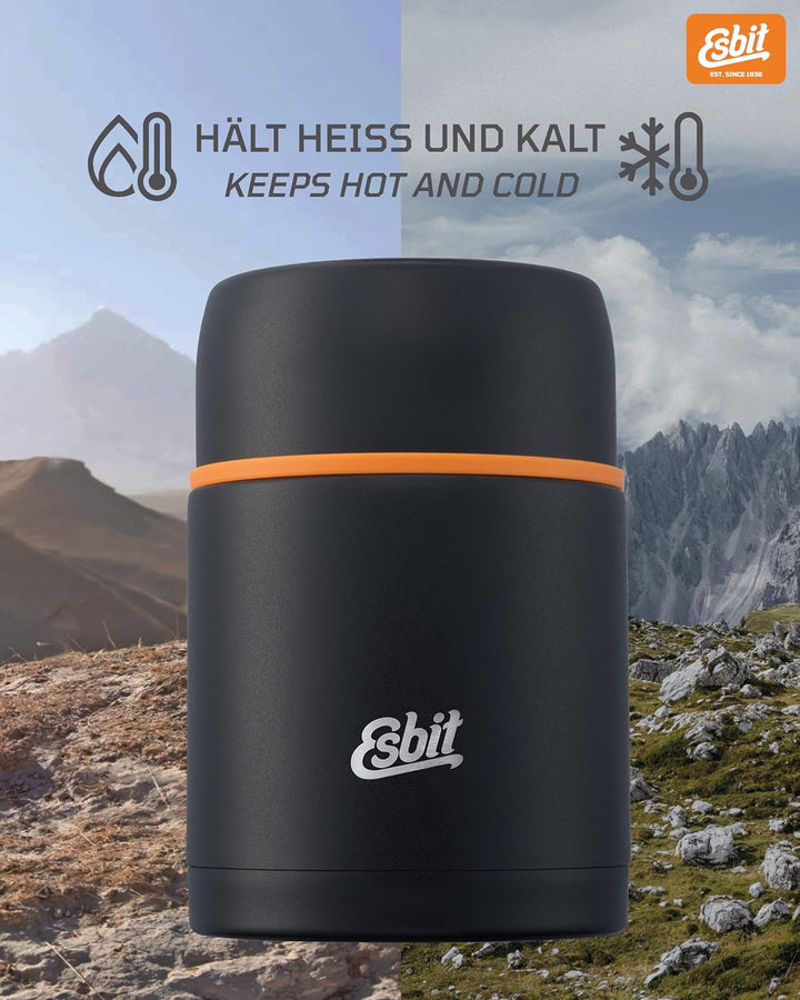 Esbit Thermobehälter Classic für Speisen - Warmhaltebehälter 750 ml in Schwarz - aus Edelstahl für w