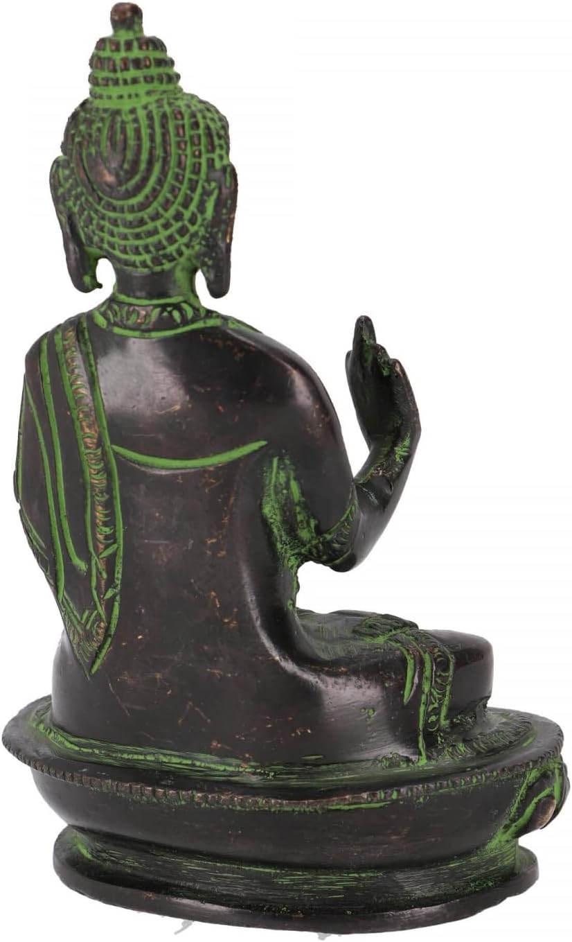 GURU SHOP Buddha Statue aus Messing Amoghasiddhi Buddha 14 cm - Modell 13, Grün, Buddhas, Modell 13