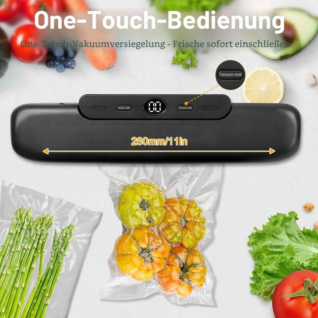 Profi Vakuumiergerät, Vakuumierer für Lebensmittel mit 30 Beuteln, Heiss- & Vakuumversiegelung, Plat