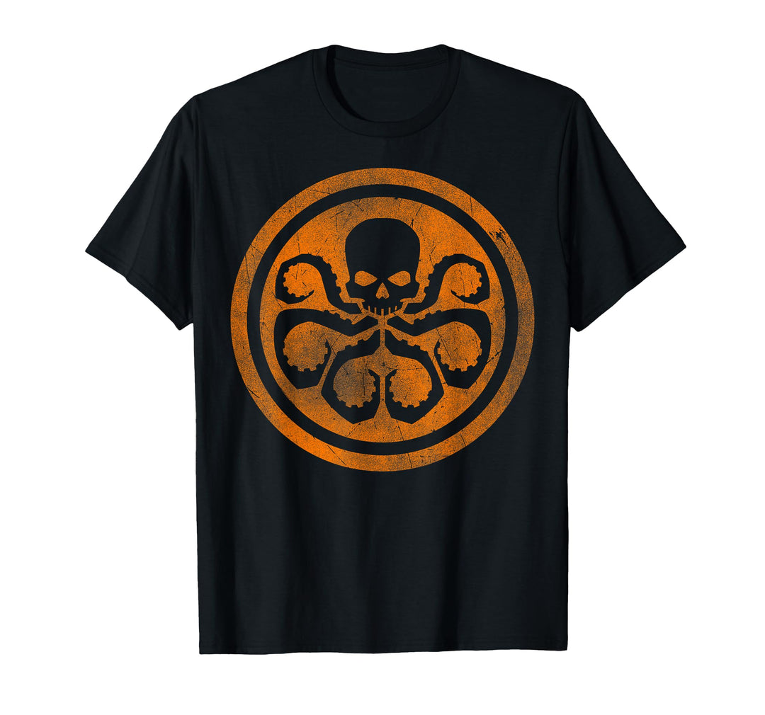 Marvel Mens Hydra Skull Octopus Logo Orange Cut-Out T-Shirt Medium Asphalt