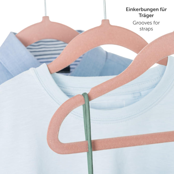 Blumtal Kinderkleiderbügel 50 Stück mit Samtbezug - 360° drehbare Kinder Kleiderbügel - platzsparend