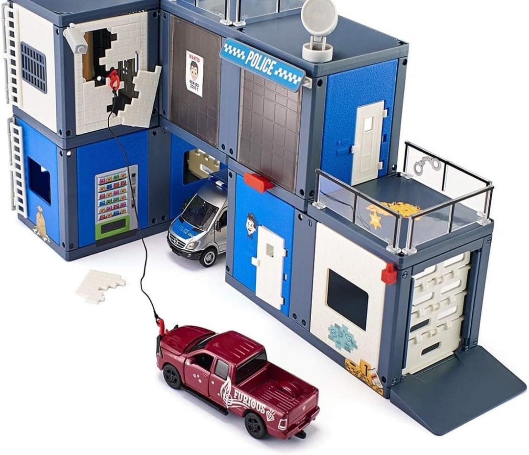 siku 5510, Polizeistation, Kunststoff, Multicolor, Light & Sound, Inkl. 2 Fahrzeugen und Zubehör, Vi