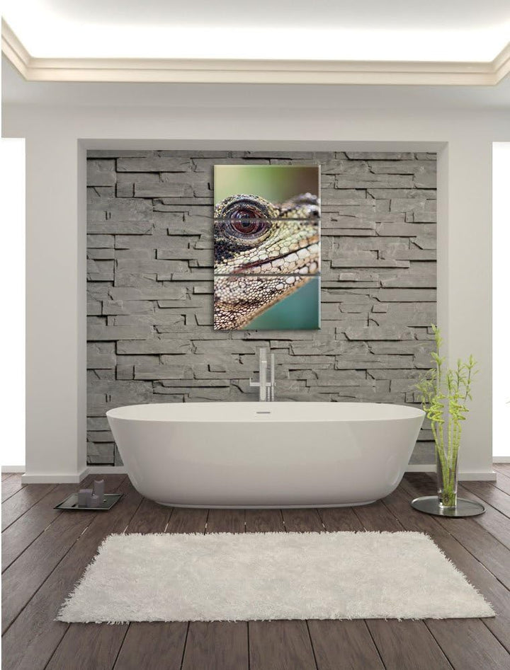 Pixxprint Prächtiger Leopard als Leinwandbild/Grösse: 3 Teilig (120x80) / Wandbild/Kunstdruck/fertig