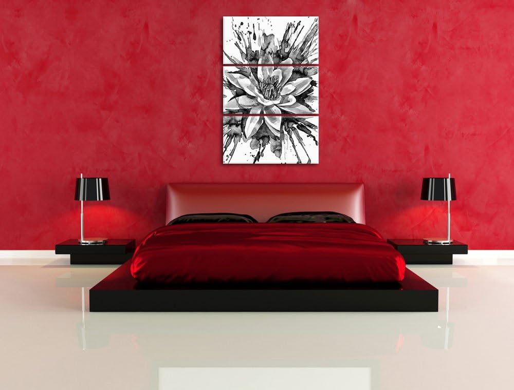Pixxprint Gemälde Einer Seerose als Leinwandbild/Grösse: 3 Teilig (120x80) cm/Wandbild/Kunstdruck/fe