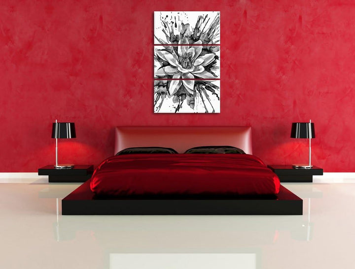 Pixxprint Gemälde Einer Seerose als Leinwandbild/Grösse: 3 Teilig (120x80) cm/Wandbild/Kunstdruck/fe