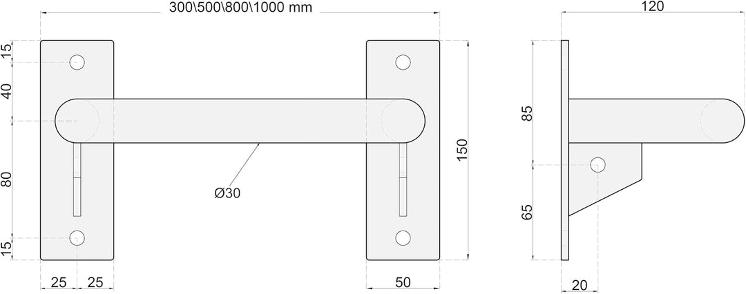 Wand Klimmzugstange, aus Stahl, pulverbeschichtete Pull-Up Bar mit 30 mm Griffdurchmesser, stabile W