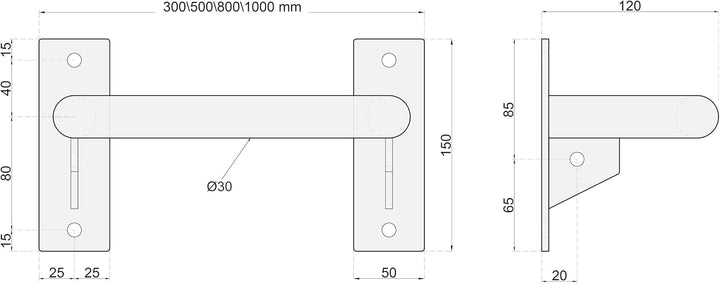 Wand Klimmzugstange, aus Stahl, pulverbeschichtete Pull-Up Bar mit 30 mm Griffdurchmesser, stabile W