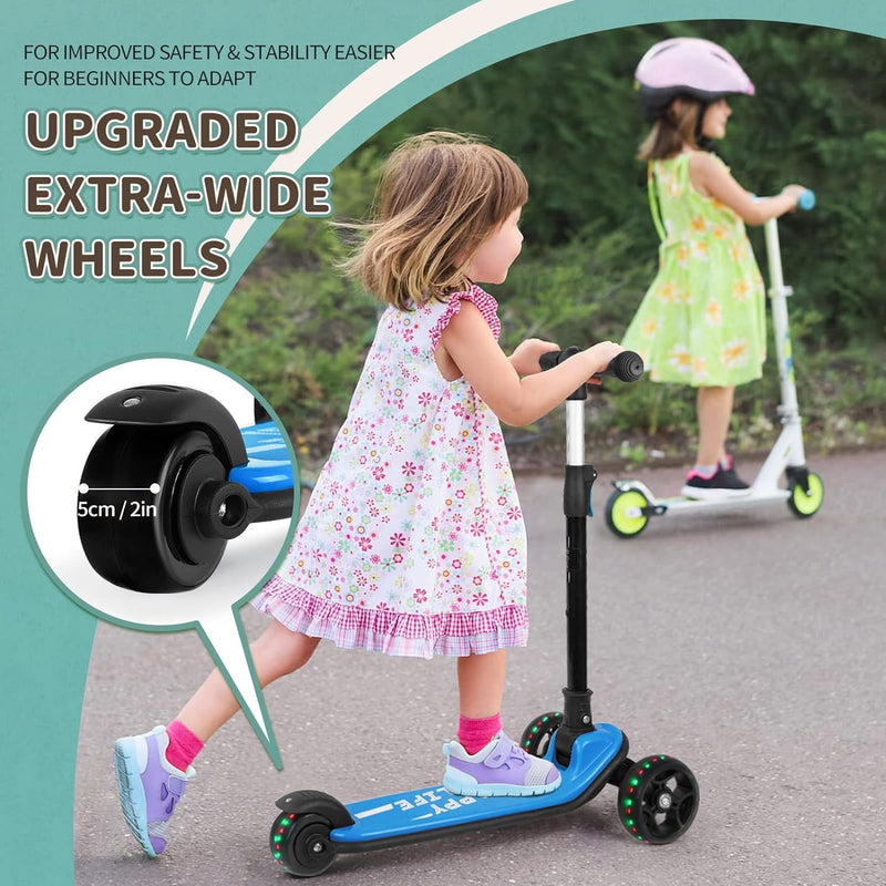 besrey Scooter Kinder Roller, der sichere Premium Dreiradscooter mit PU LED Leuchtenden Räder, Faltb