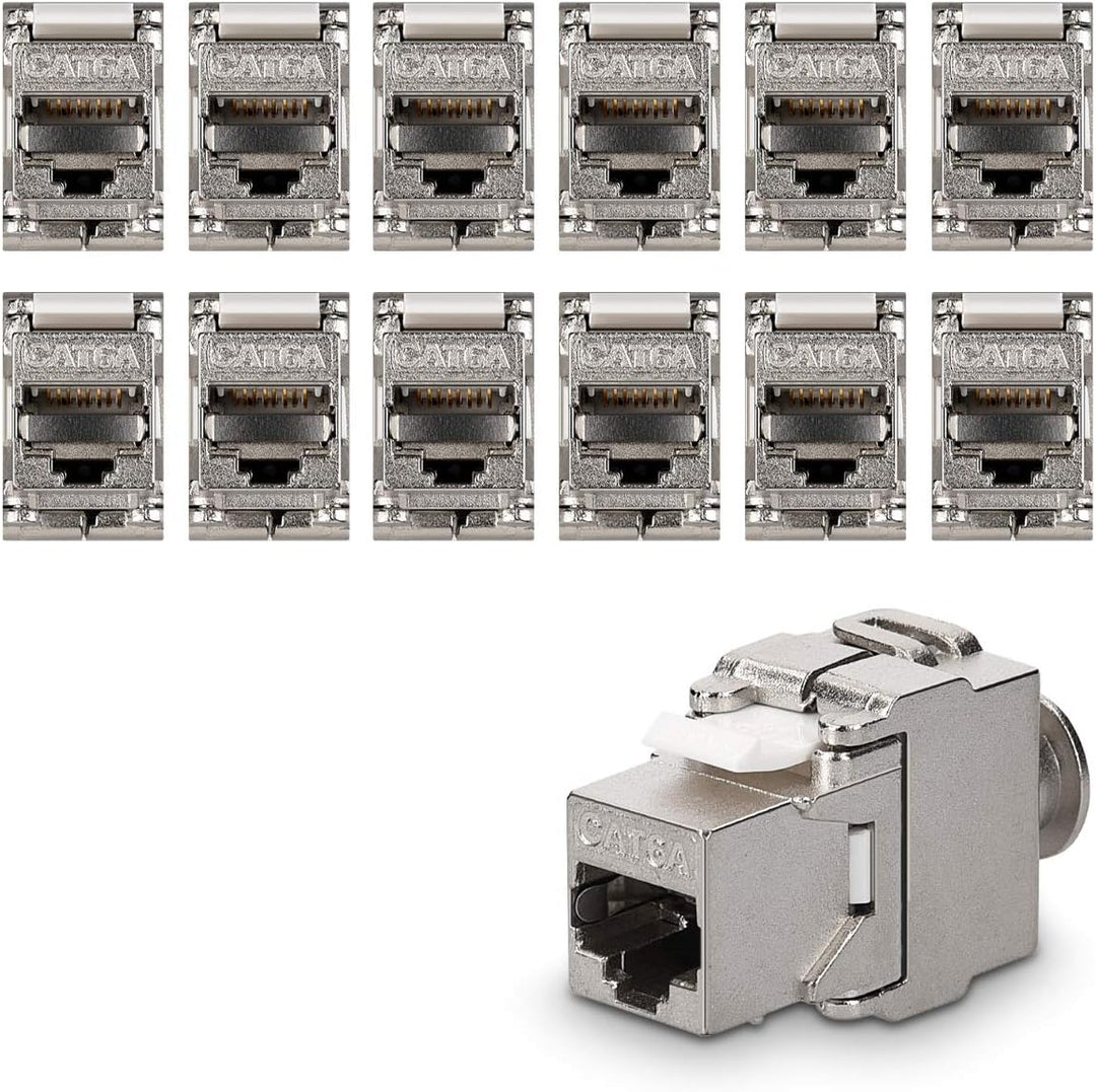 kwmobile 12x Keystone Modul für CAT 6A Kabel - 10 Gbit/s geschirmt Metall Gehäuse Schnappverschluss