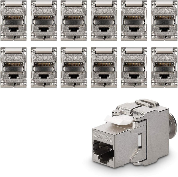 kwmobile 12x Keystone Modul für CAT 6A Kabel - 10 Gbit/s geschirmt Metall Gehäuse Schnappverschluss