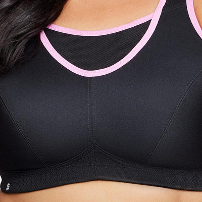 Glamorise Damen Bustier BH mit Perfektem Halt Sports Bra, Undurchsichtige 75C Schwarz/Pink, 75C Schw