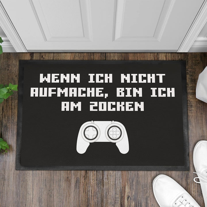Trendation - Gamer Zocker Fussmatte Geschenk Freund Geschenkidee Wenn Ich Nicht Aufmache Bin Ich Am