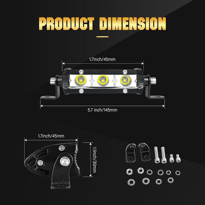 SKYWORLD 4" LED-Lichtleiste 15W Punktstrahl LED-Arbeitsscheinwerferleiste 6000K Einreihige LED-Autol