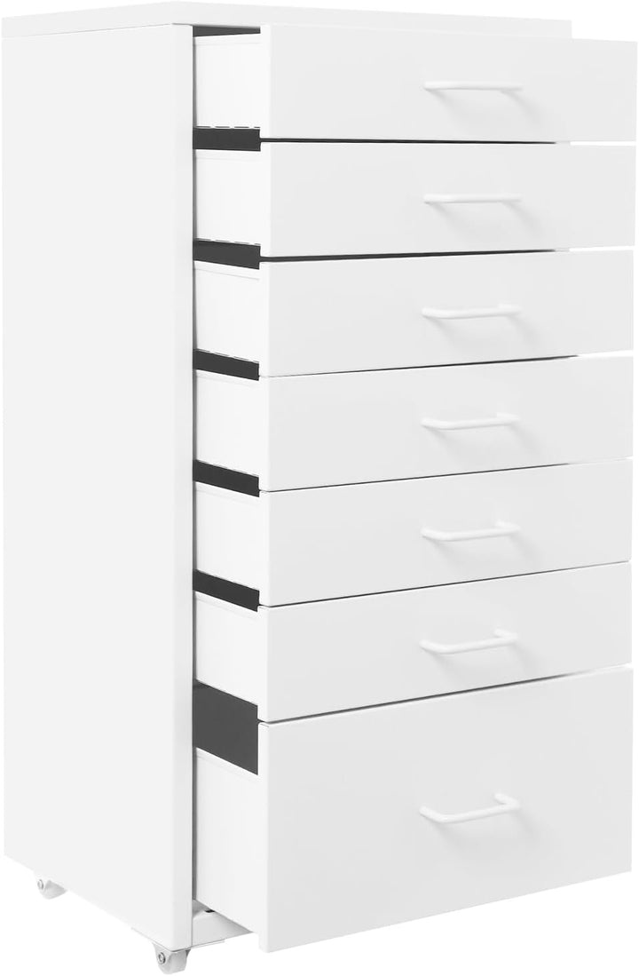 Mobiler Aktenschrank, Rollcontainer mit 7 Schubladen Metall-Nachttisch Schubladenschrank Rollschrank