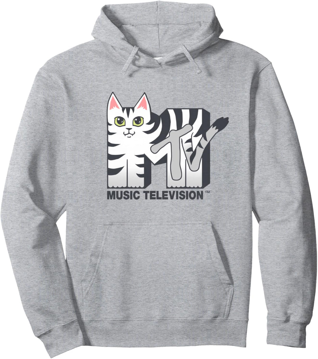 MTV Logo Striped Cat Pullover Hoodie