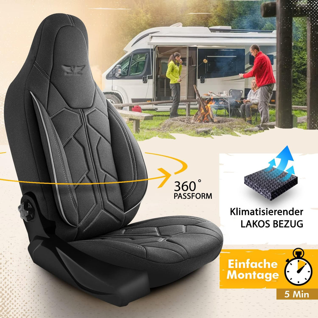 RC Royal Class Pilotensitzbezug Sitzbezüge Schonbezug Set passend für Wohnmobil Ducato Camper Hymer