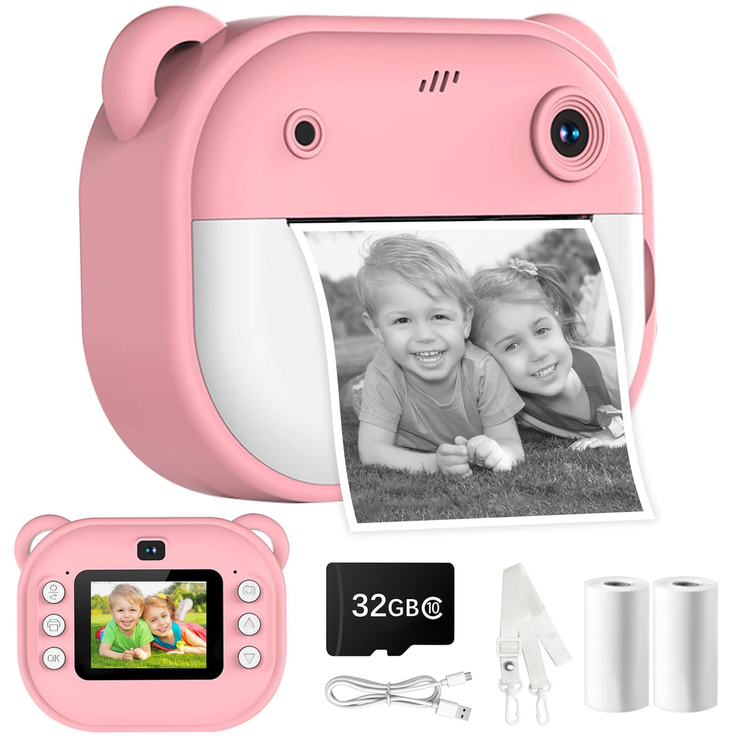 Sofortbildkamera Kinder, 1080P Dual-Linse Kinderkamera Sofortbildkamera, 2" Bildschirm Digitalkamera