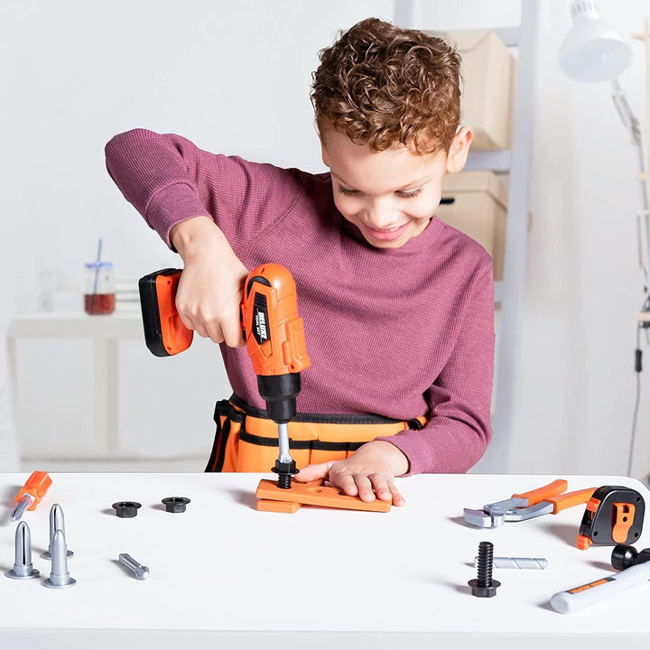 LATERN 32 Stück Kinderbauwerkzeug Spielzeug Kit, Gebäude Spielen Werkzeug Inbegriffen Rucksack Bohrm