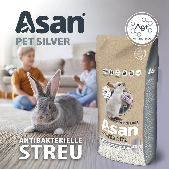 Asan - 3537 - 100% natürliche Über- und Unterstreu für Kaninchen, Hasen und Frettchen, 42L Asan Ag+