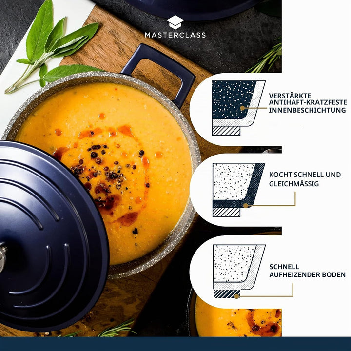 MasterClass Aluminiumguss-Topf mit Deckel - 2,5 Liter Kasserolle als Auflauf-Form, Für Induktion &amp; B