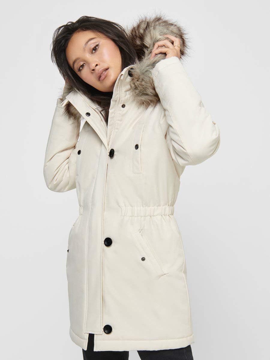 ONLY Damen ONLIRIS FUR Winter Parka CC OTW 15213755 S Eggnog, S Eggnog