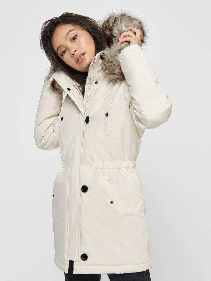 ONLY Damen ONLIRIS FUR Winter Parka CC OTW 15213755 S Eggnog, S Eggnog