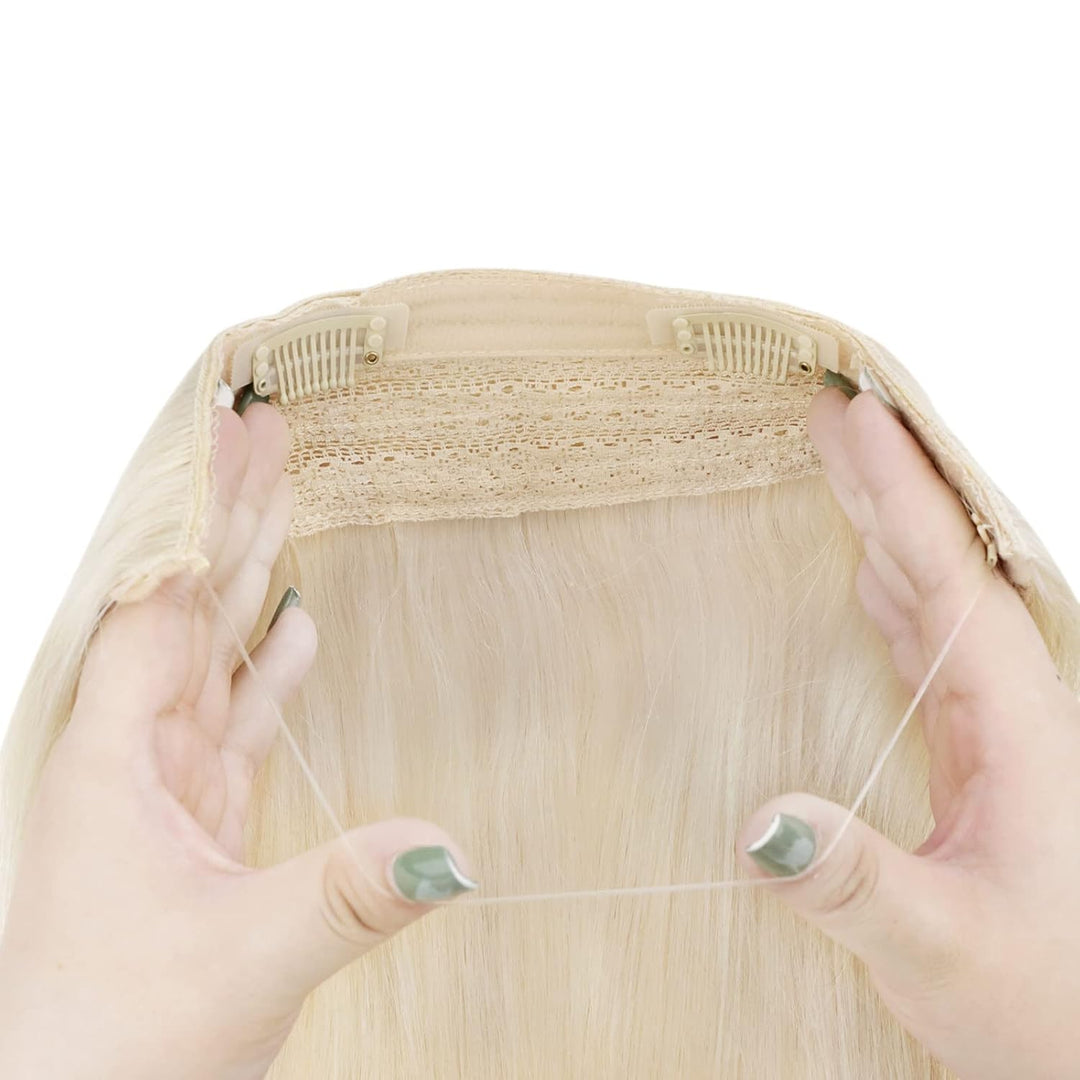 RUNATURE Blond Wire Extensions Echthaar 30cm Kurz Extensions Echthaar mit Draht 70g/pack Adjustable