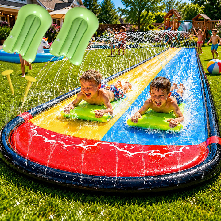 15.75ft/480cm Wasserrutsche und 2 Bodyboards | Garten-Wasserrutsche Sommer-Rutsch-Wasserrutschen Was