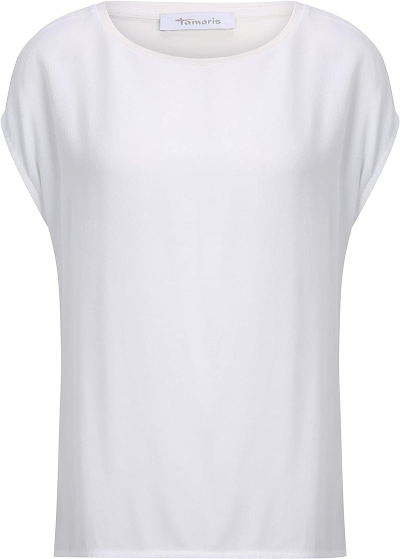 Tamaris Damen ALBONY Drop Shoulder Rundhalsausschnitt T-Shirt XS Bright White, XS Bright White