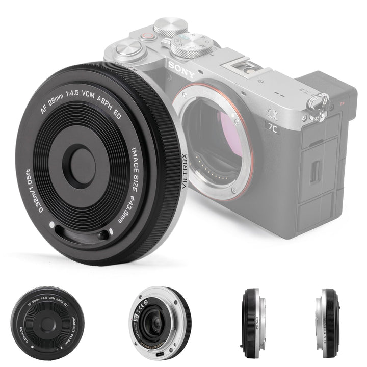 VILTROX 28mm F4.5 Ultradünn Pfannkuchen-Objektiv E-Mount Autofokus 28 mm f/4.5 FE Chip-Grösse Full F