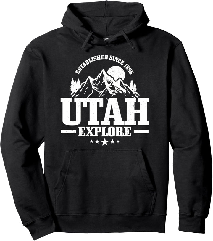 Utah Est. 1896 Vintage Berge Outdoor USA Souvenir Pullover Hoodie