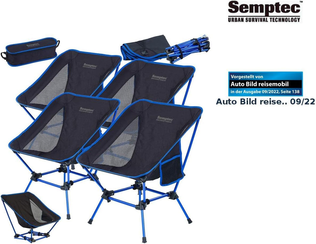 Semptec Urban Survival Technology Stuhl: 4er-Set klappbarer Campingstuhl, 2 Sitzhöhen, extra-leicht,