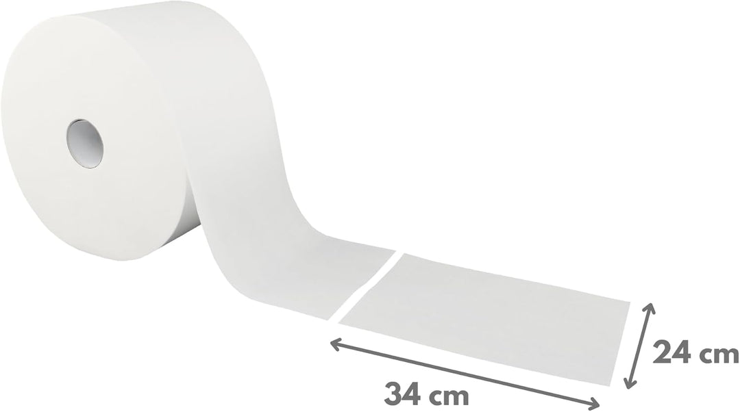 2 Putztuchrollen weiss | 2-lagig | 24x34 cm | 1500 Abrisse | perforiert | Zellstoff | saugstarke und