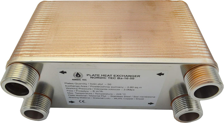 Edelstahl Plattenwärmetauscher Nordic Tec Ba-16-50 Plattenwärmeübertrager Wärmetauscher 50 Platten 1