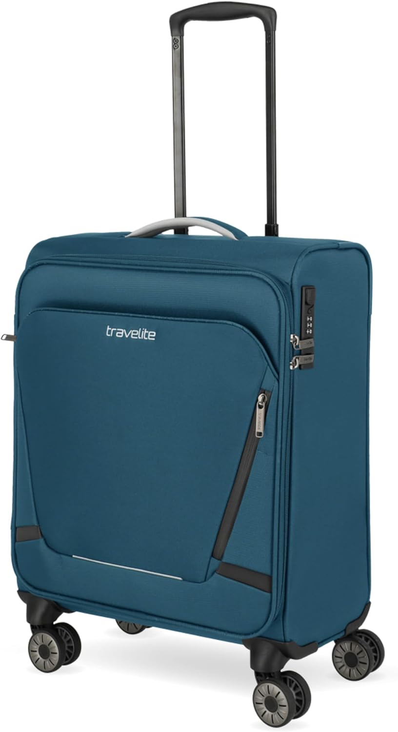 travelite Handgepäck Koffer mit 4 Rollen für Lufthansa, Austrian + Swiss, integriertes Zahlenschloss