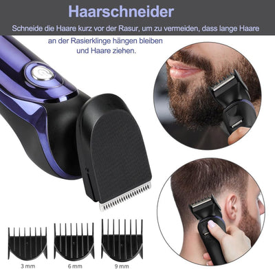 Rasierer Herren elektrisch Elektrorasierer Shaver, 5in1 Rotationsrasierer Präzisionstrimmer IPX7 Ele