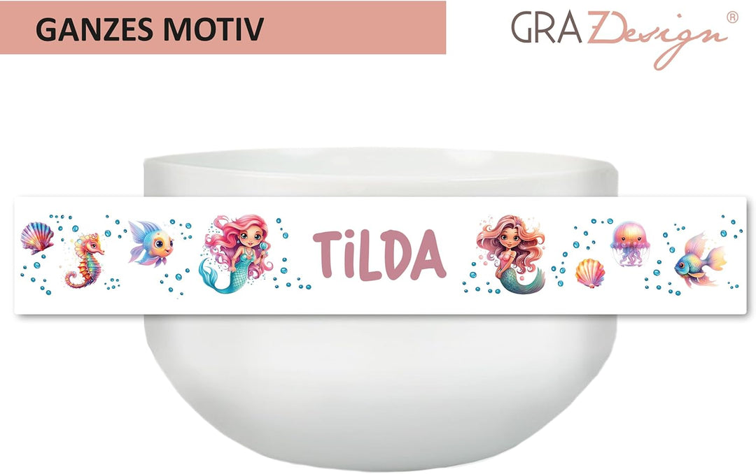 GRAZDesign Müslischale mit Name Meerjungfrau Mädchen Schale personalisiert Keramik