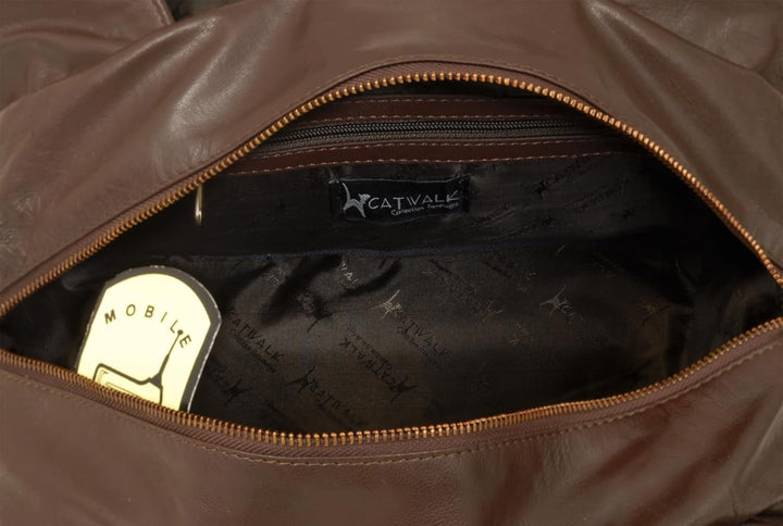 Catwalk Collection Handbags - Leder - Umhängetasche/Shopper/Tote - CAZ Braun, Braun