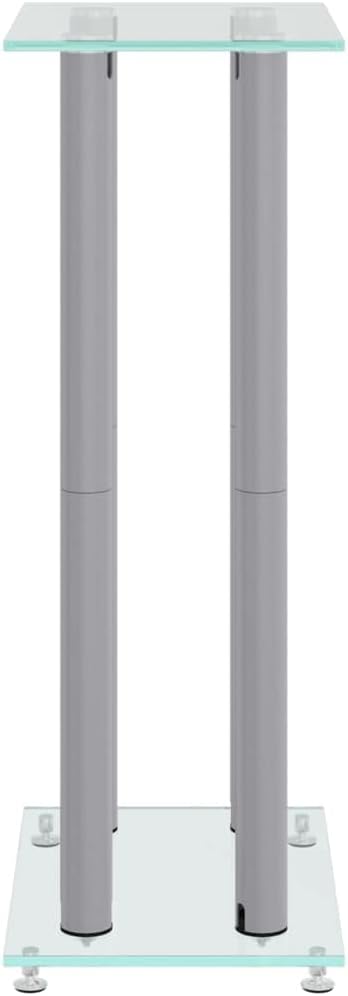 vidaXL Lautsprecher-Ständer 2 STK. Silbern Hartglas 4 Säulen, Silber