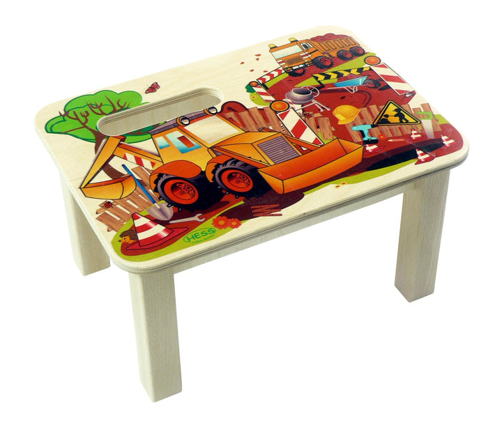 Hess Holzspielzeug 30287 - Fussbank aus Holz für Kinder, Serie Baustelle, handgefertigt, ca. 34 x 25