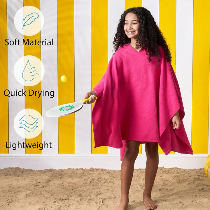 Brentfords Schnelltrocknender Surfponcho Kinder mit Kapuze Einheitsgrösse Rosa, Bademantel für Stran