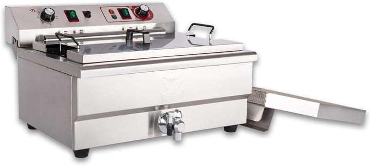 Beeketal 'BWF-301P' Profi Gastronomie Kaltzonen Fritteuse/Fettbackgerät mit seitlichem Abtropfgitter