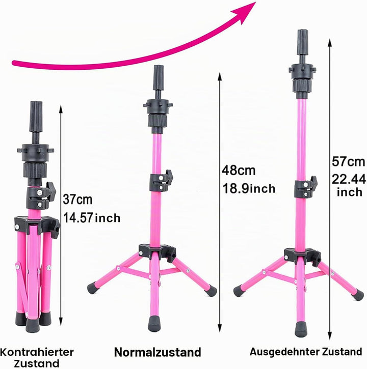 Perückenständer Stativ verstellbarer Metall Mini Perückenkopf Ständer für Training Mannequin Köpfe u